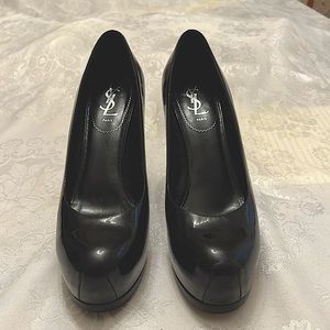 YSL Tribtoo 105 patent leather platform pumps